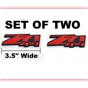 Set of 2 Red & Black Z71 4x4 Metal Emblems 3.5” Wide – 3M Adhesive Badges